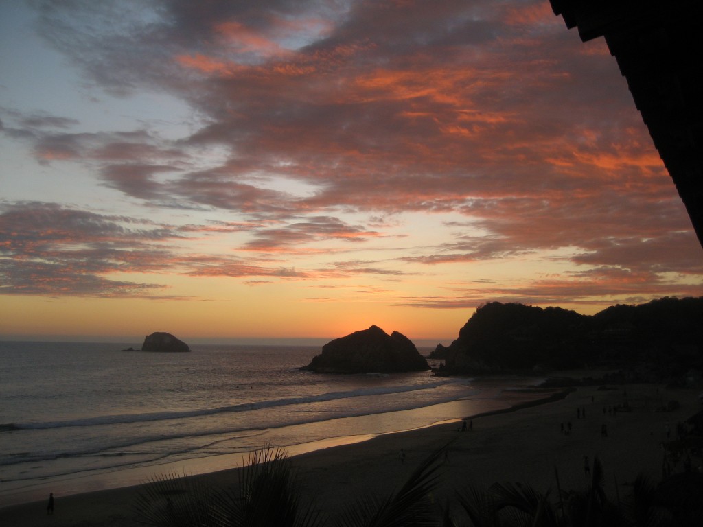 Sunset view from the balcony of Playa Zipolite's Posada Brisa Marina.